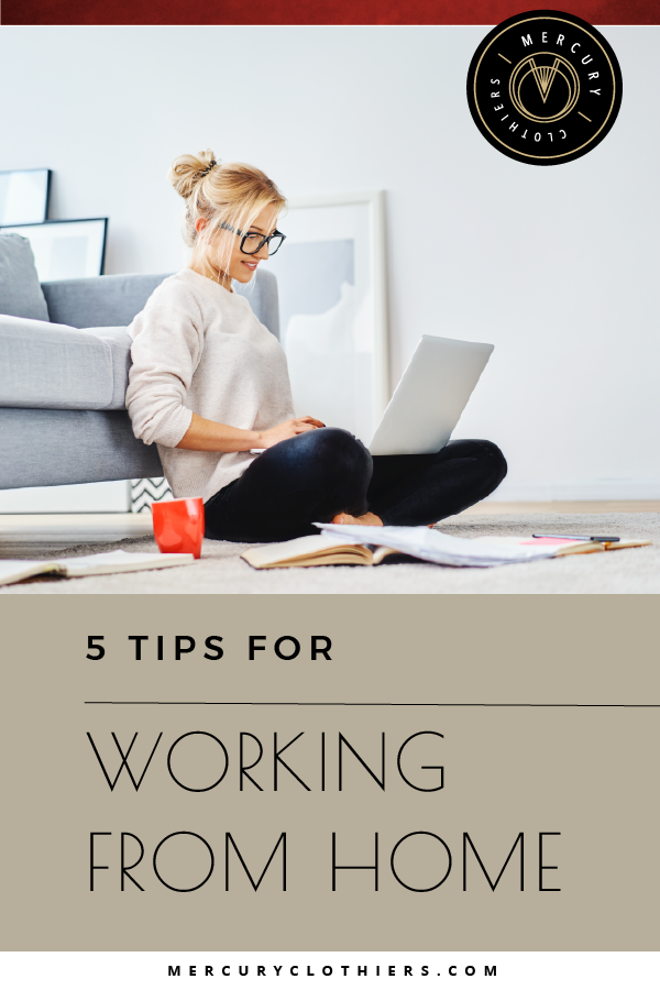 Wondering how to stay successful while working from home? This post is for you! Click through for 5 tips for maintaining your work from home schedule, home office, outfit ideas and more! #workfromhome #covid #quarantine